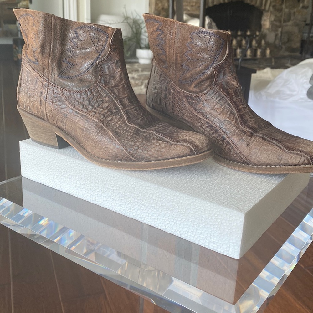 Free People Faux Alligator Booties
